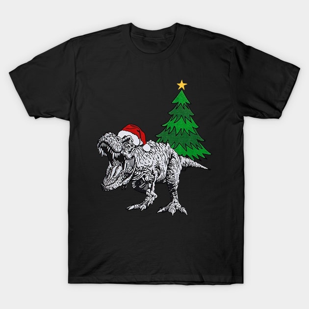 Tree Rex Dinosaur Christmas T-Shirt Funny T-Rex T-Shirt by SloanCainm9cmi